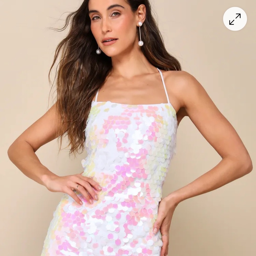 Lulus white/pink sequin party dress!!